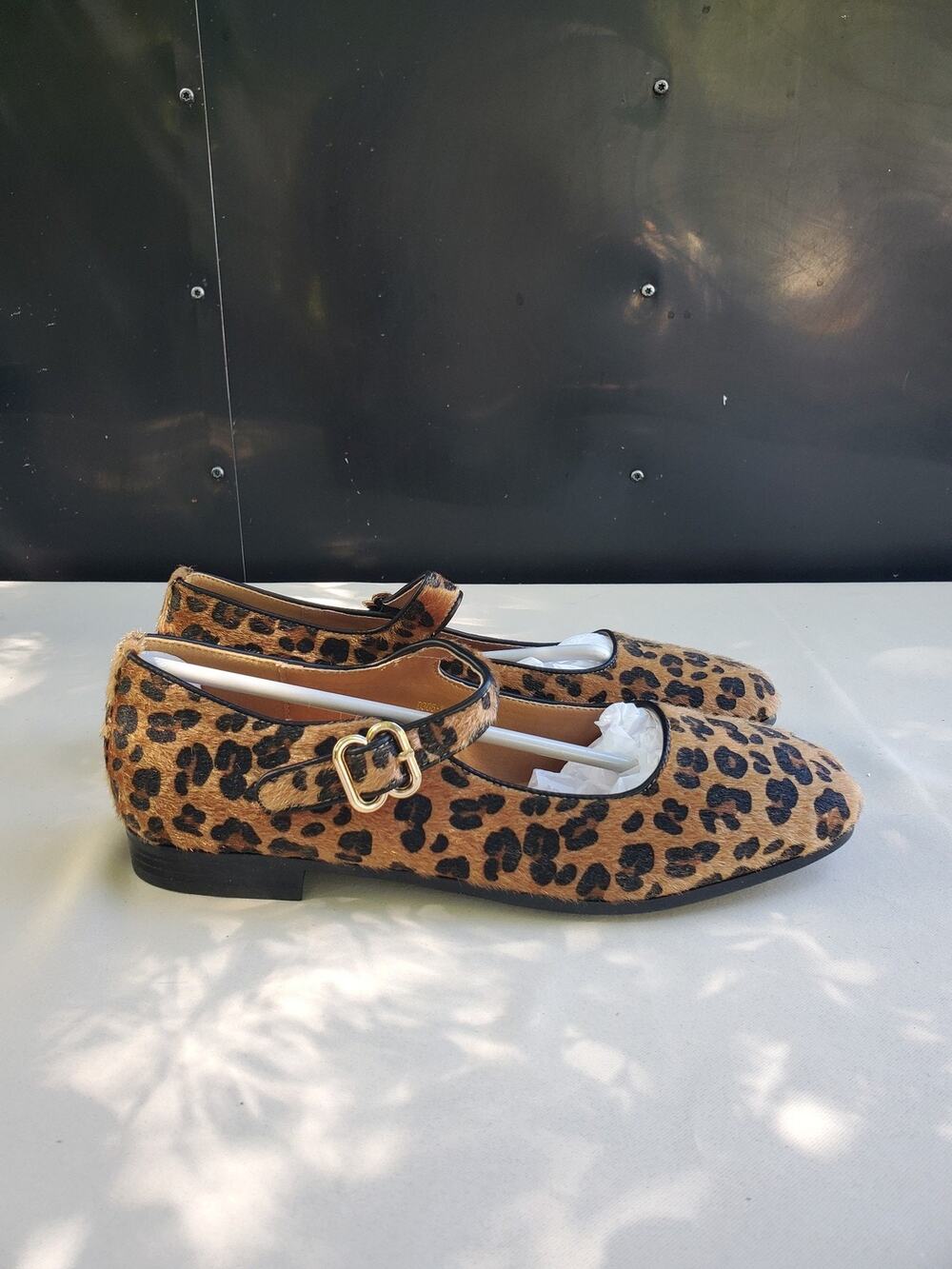 Womens Mary Jane Flats Leopard Print Size 10 Buckle Strap Animal Print